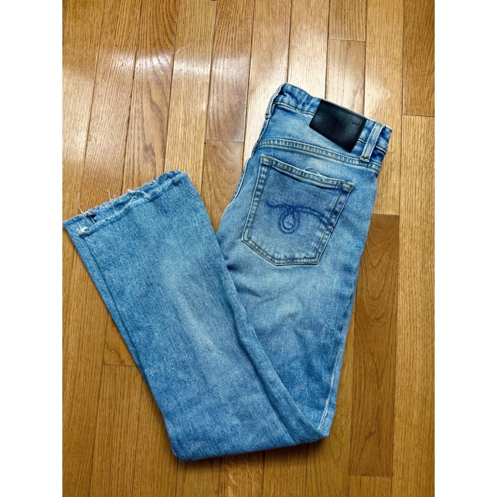 R13 Kick Fit Jasper Stretch Raw Hem Jeans Light Blue Size 25 R13W0009-143